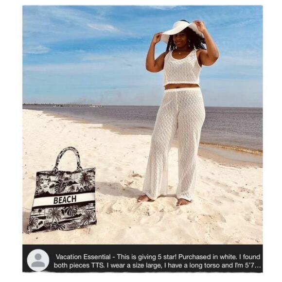 WILD FABLE XXS Openwork Tank Top sleeveless cropped ivory lace beach coverup - Picture 5 of 5